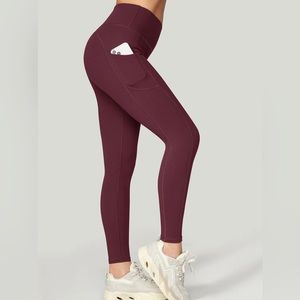 Maroon full length legging with pocket